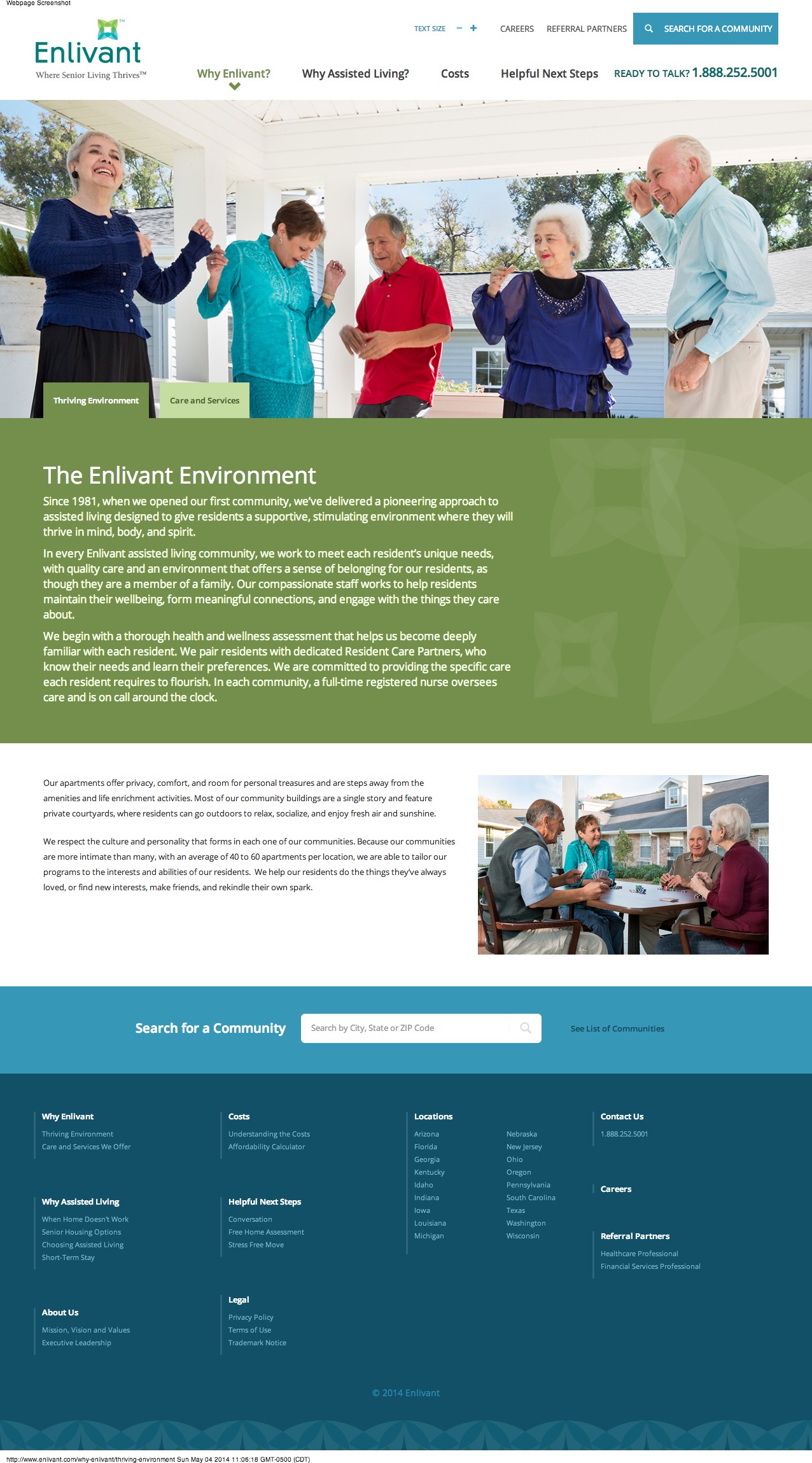 Enlivant Thriving Environment Page